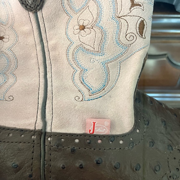 Pink and Brown Ladies Gypsy Western Boot w/ Ostrich Print (L9935) (worn once) - Picture 14 of 16